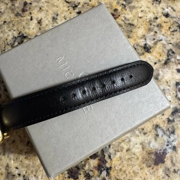 MICHELE Deco II Mother of Pearl Diamond 18K Gold Plated Leather Band Watch - Picture 11 of 15